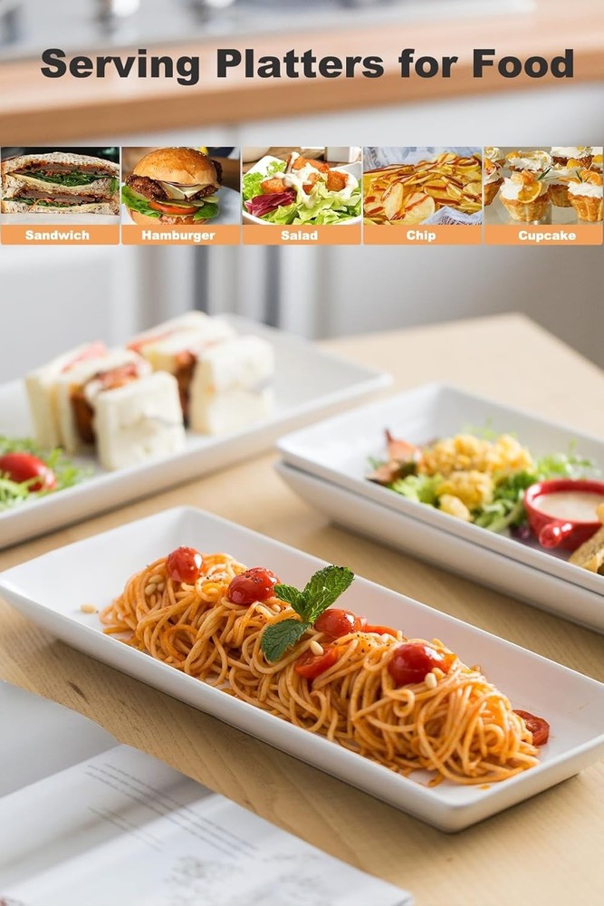 Versatile 14-Inch Rectangular Serving Trays - Perfect for Appetizers & Desserts