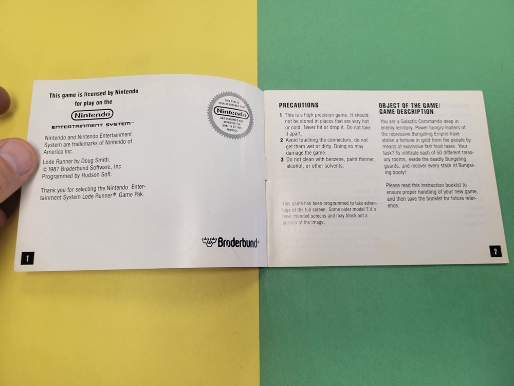 Lode Runner Nintendo NES Manual Instruction Booklet Authentic