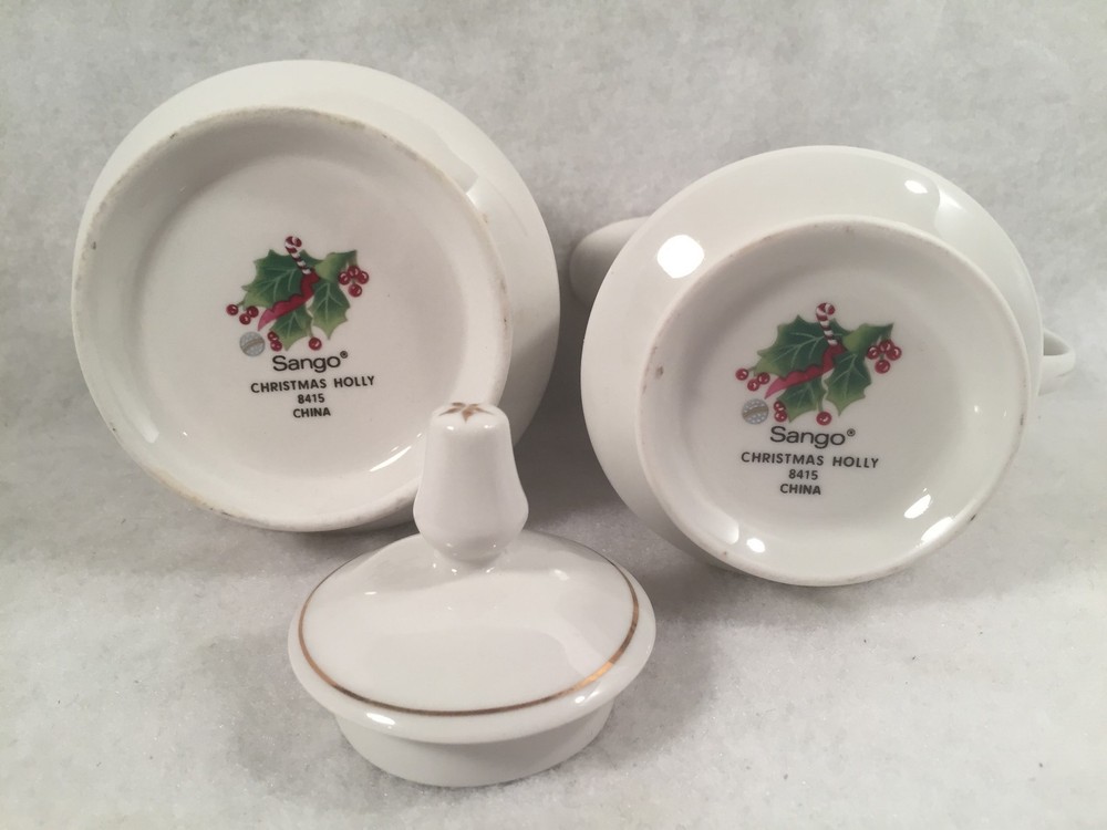 Sango CHRISTMAS HOLLY Cream & Covered Sugar Set