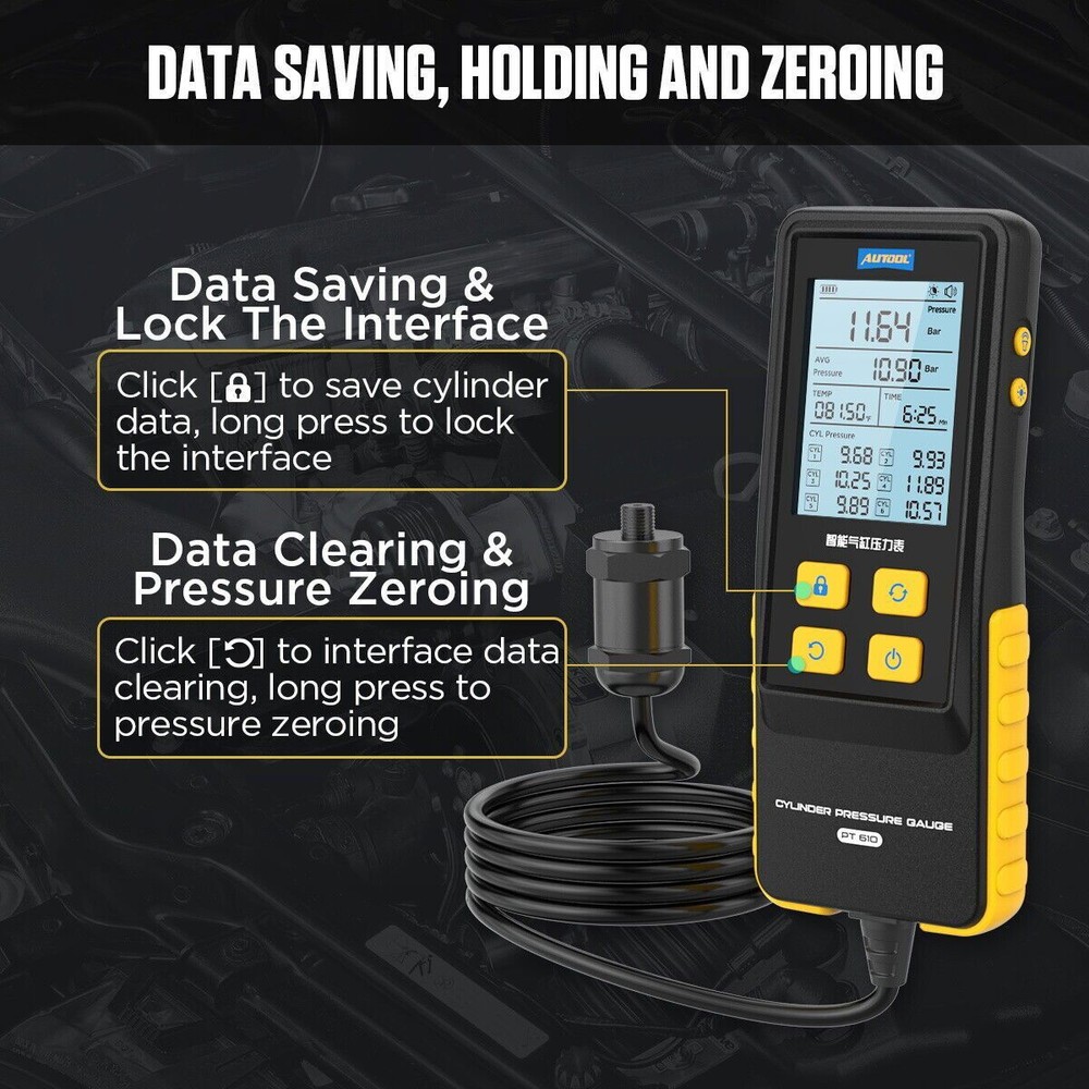 Cylinder Compression Tester Gas Digital Petrol Engine Gauge Kit Tool 0-426psi