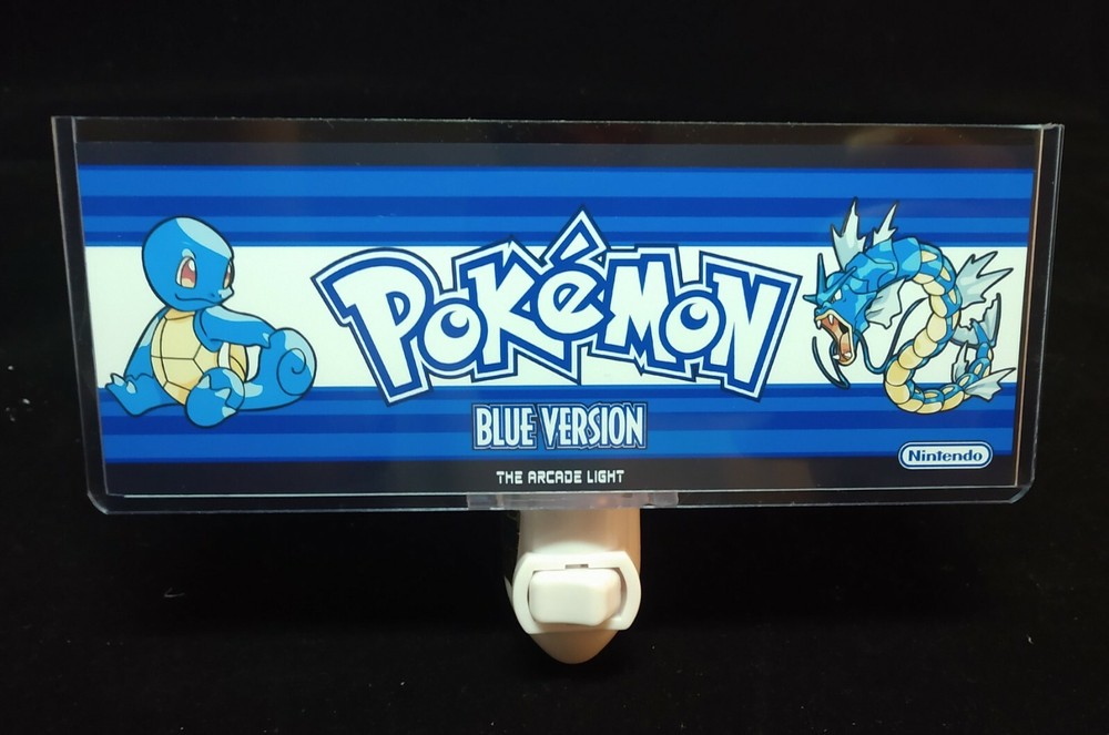 Custom Pokemon Blue Red & Green Arcade Marquee Night Light Set