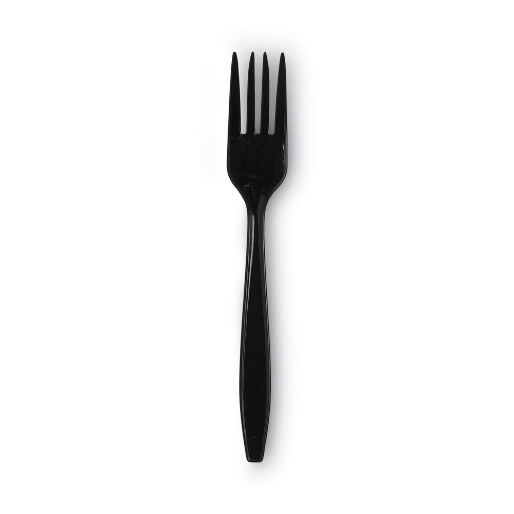 Dixie® Individually Wrapped Heavyweight Utensils, Fork, Plastic, Black, 1000/Car