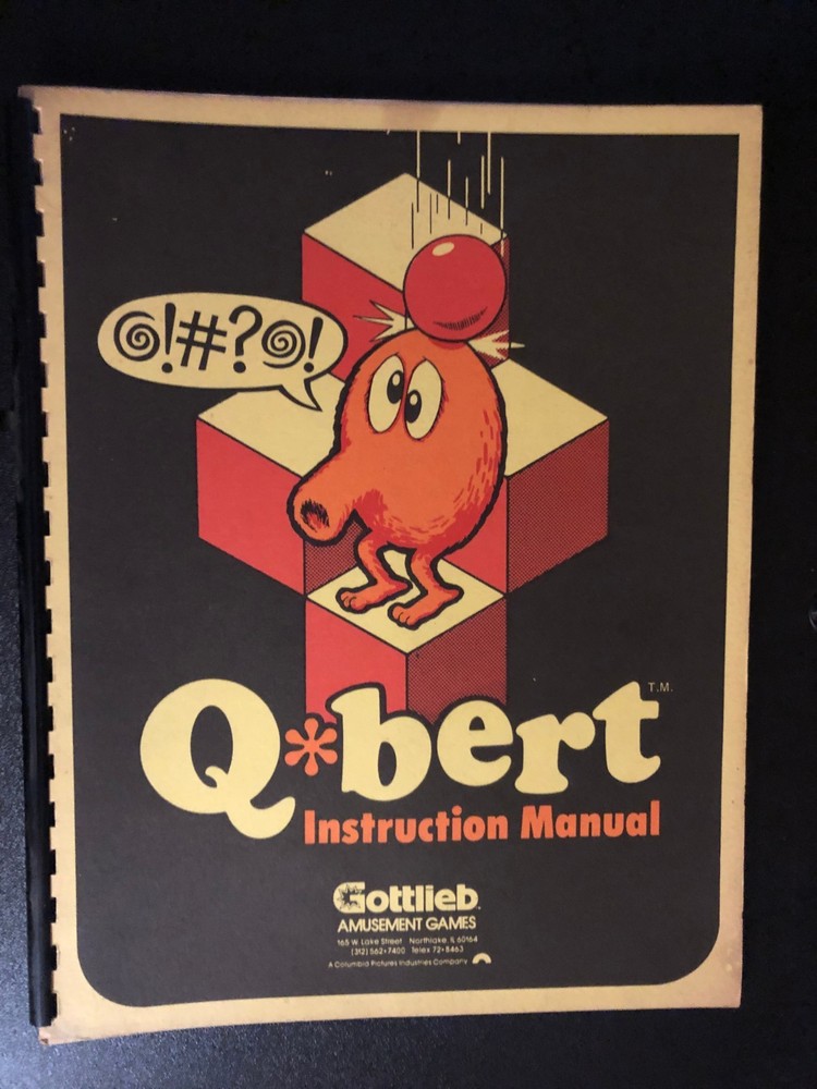 QBERT GOTTLIEB INSTRUCTION MANUAL ORIGINAL ARCADE