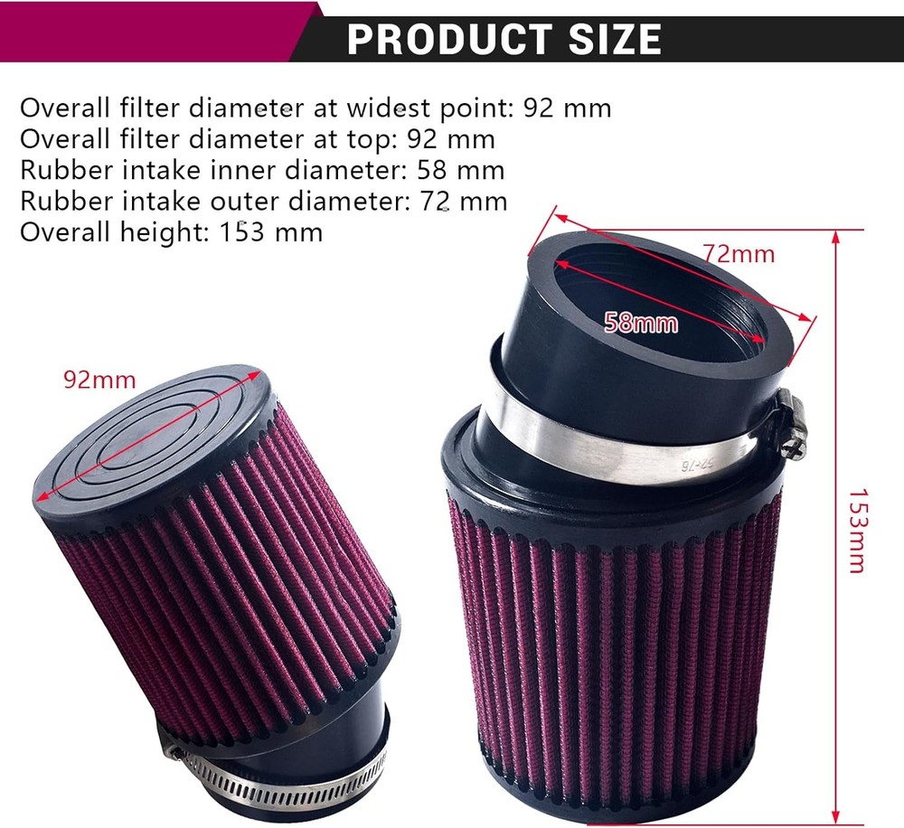 58mm Red Air Filter High Performance