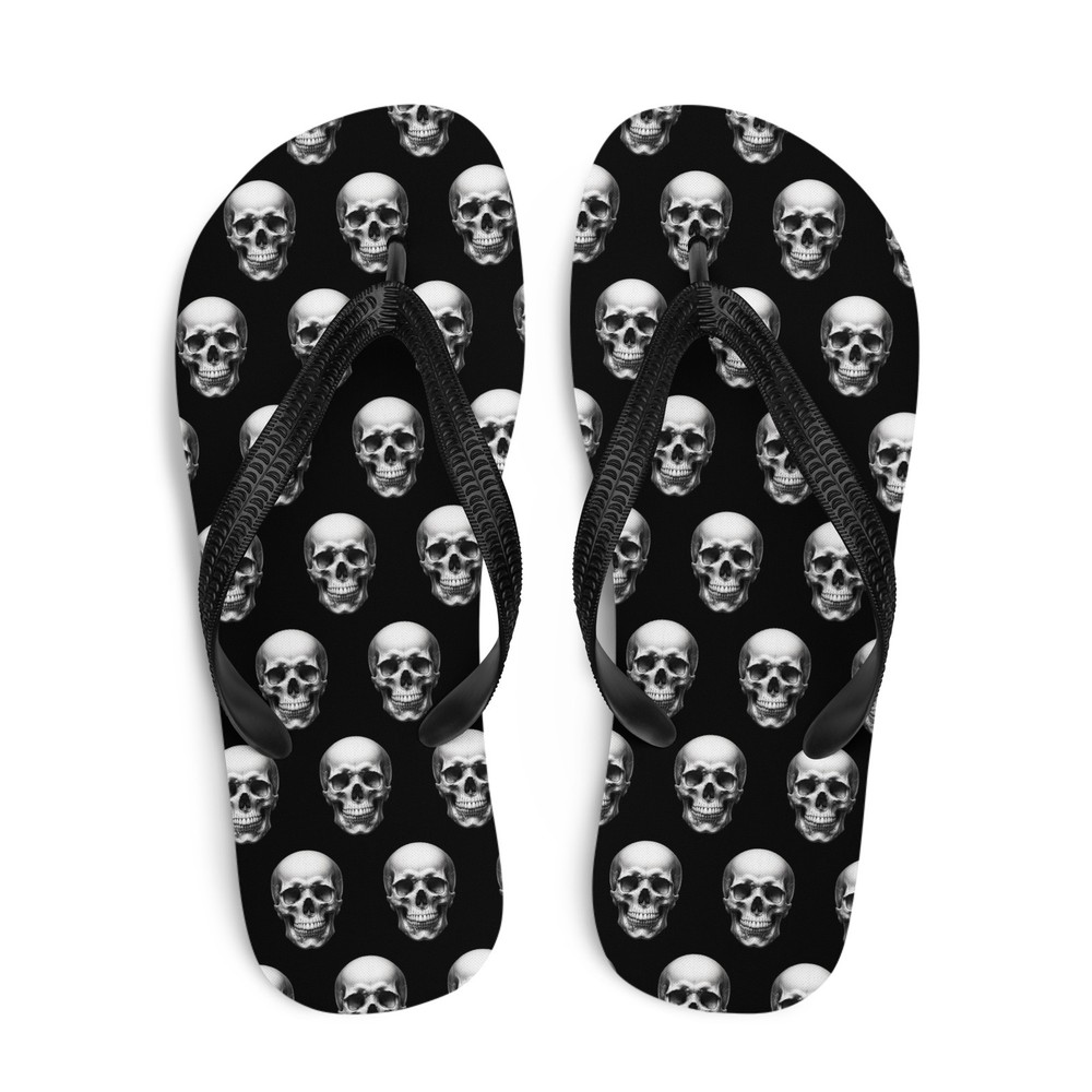 Skulls Pattern Goth Flip-Flops