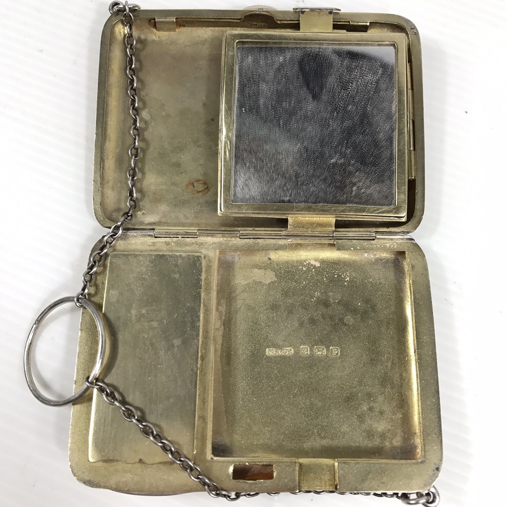 Antique Solid Silver Compact Combination Card Case Lipstick Purse D Bros