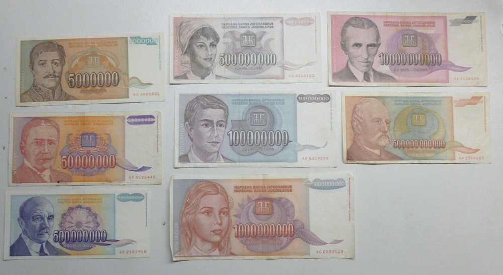 Yugoslavia huge collection 54 different old Banknotes 1955-1996 Circulated