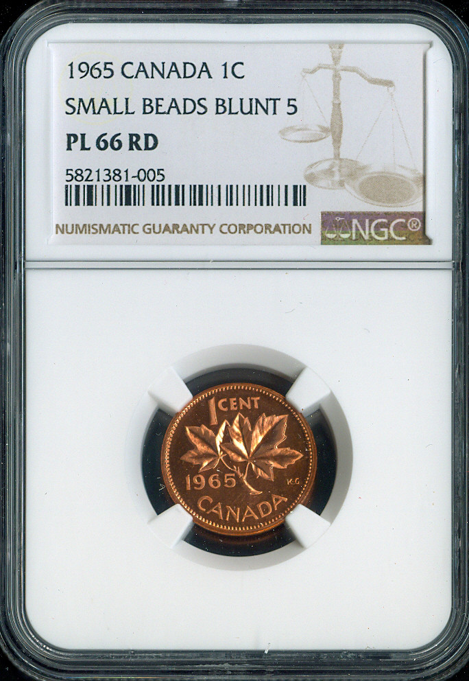 1965 Canada Small Cent Proof 1C NGC PL66 RD. - Quality