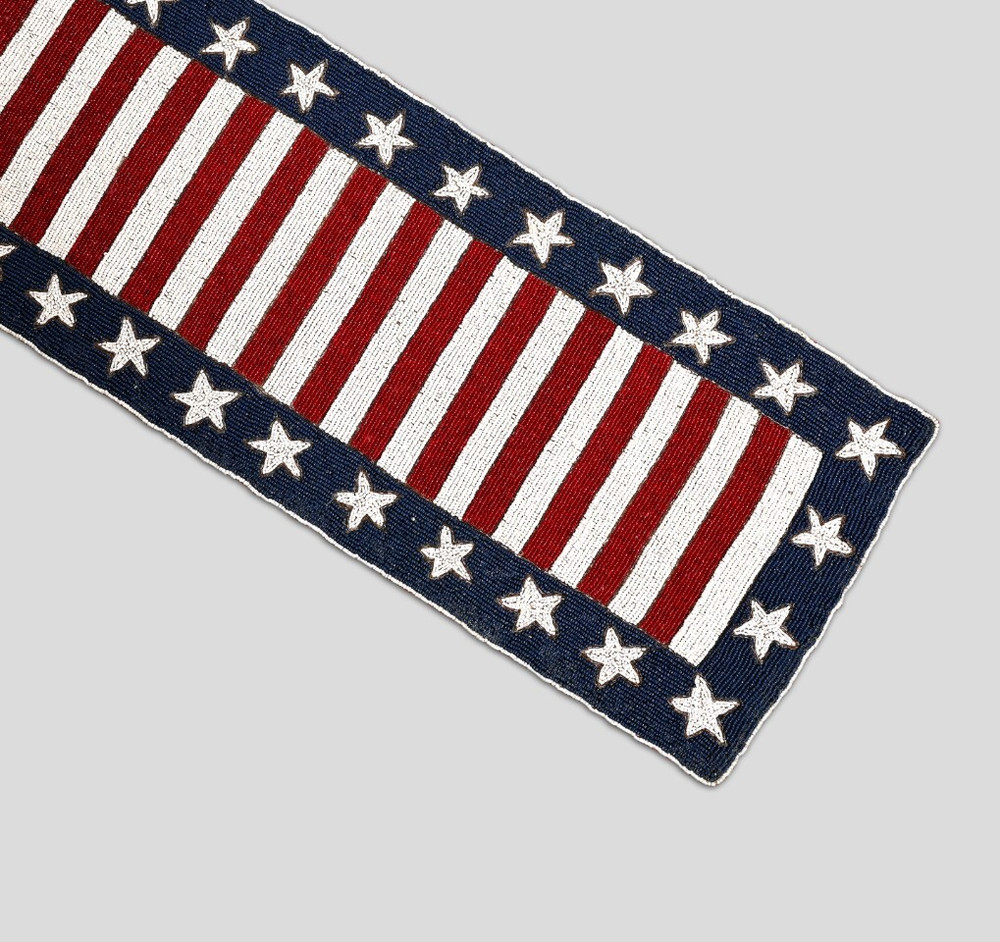4th July Table Runner Flag Beaded Table Runner Independence Tableware 13X36In