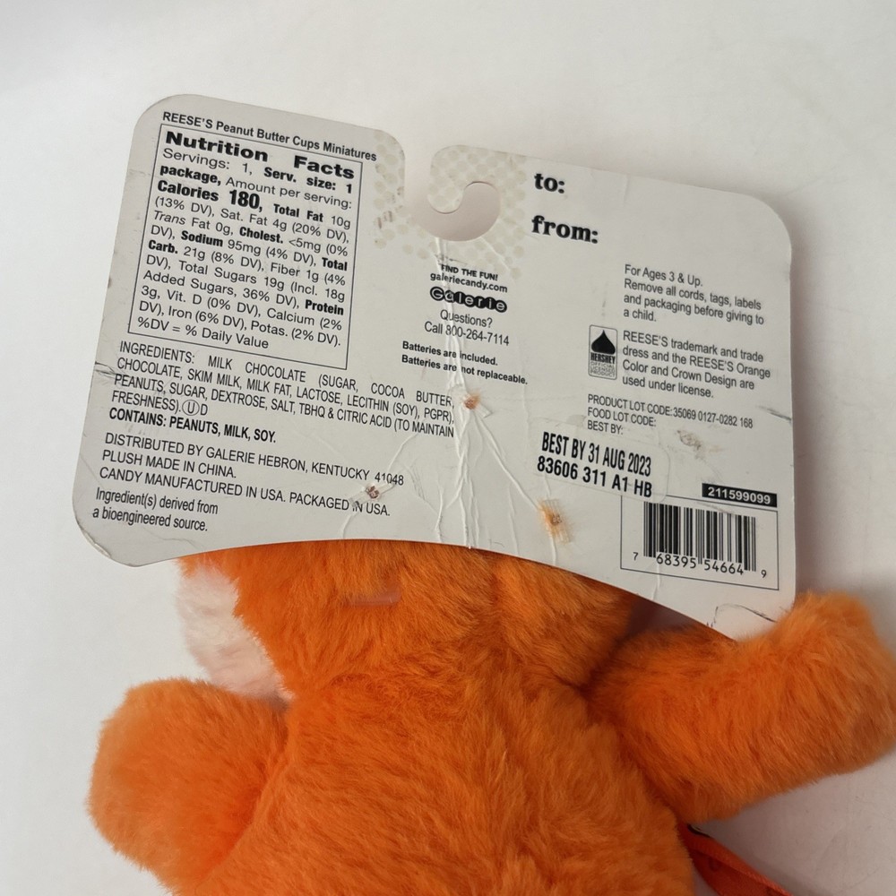 Hershey's Chocolate Reese's Plush Toy Orange Singing Fox Tested & Working!
