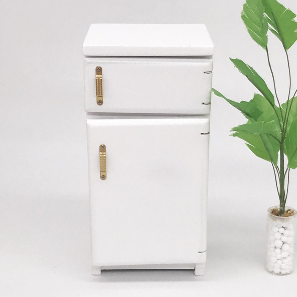 § 1:12 White Mini Refrigerator Excellent Furniture Model Kitchen Accessory