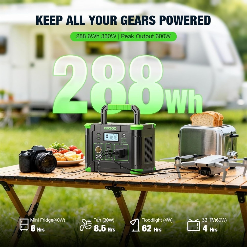 Compact 330W Solar Generator - Camping Essential