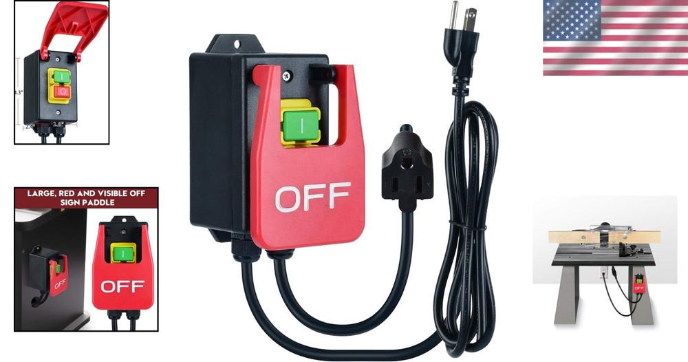 110V Hands-Free Safety Power Switch with Large Paddle for Quick Tool Shutdown