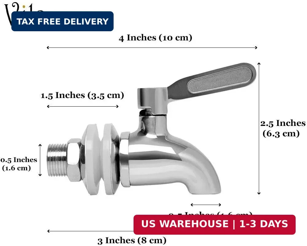 Vila Replacement Spigot for Beverage & Water Dispenser, Stainless Steel No-Rust
