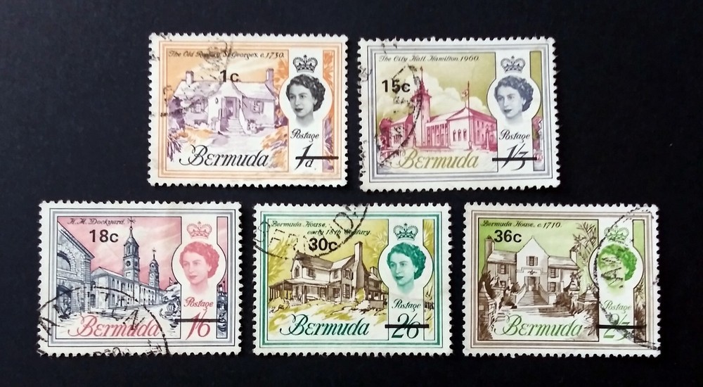 BERMUDA 1970 : Surcharged New Decimal values, Scott 238 on (Partial set)