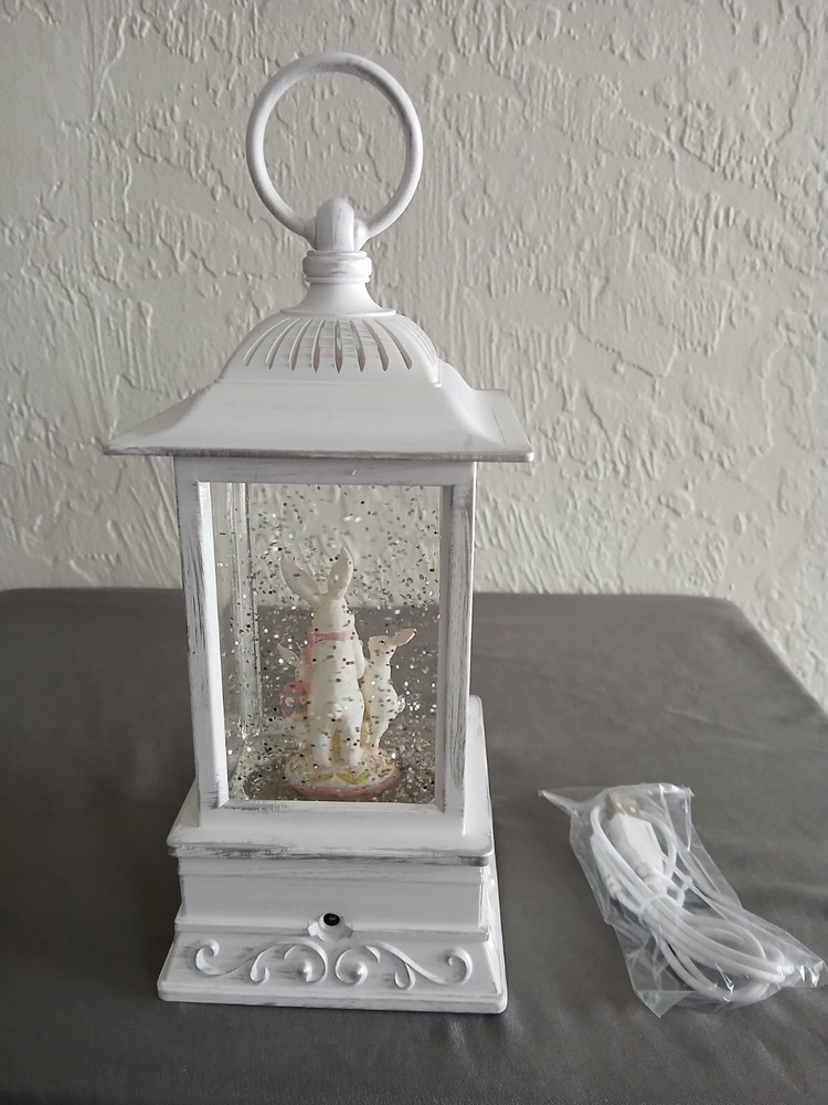 Easter Bunny Snow Globe Lantern With USB New In Box