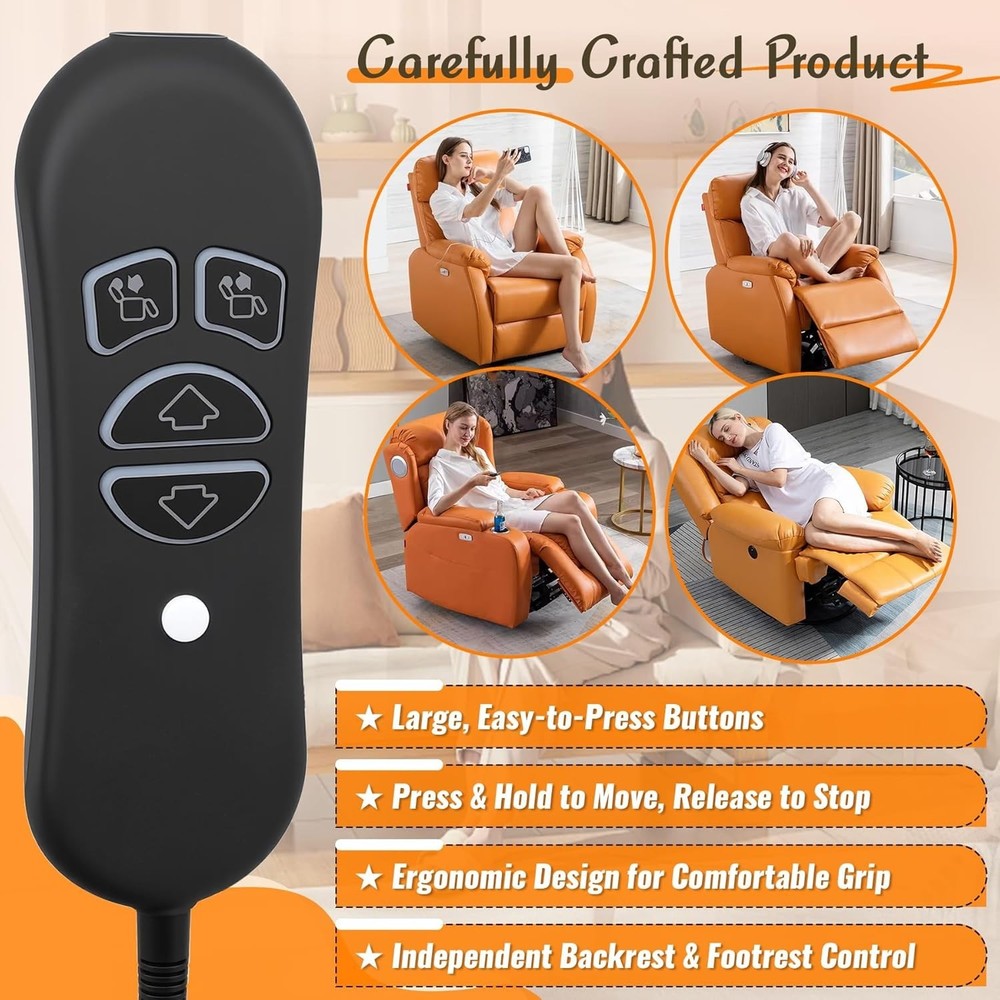 Ergonomic Recliner Remote Control with USB Port & LED Light - Easily Operate