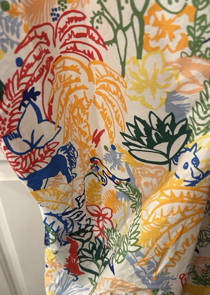 Brooklinen Crib Fitted Sheet Multi JUNGLE Pattern Cotton EUC!