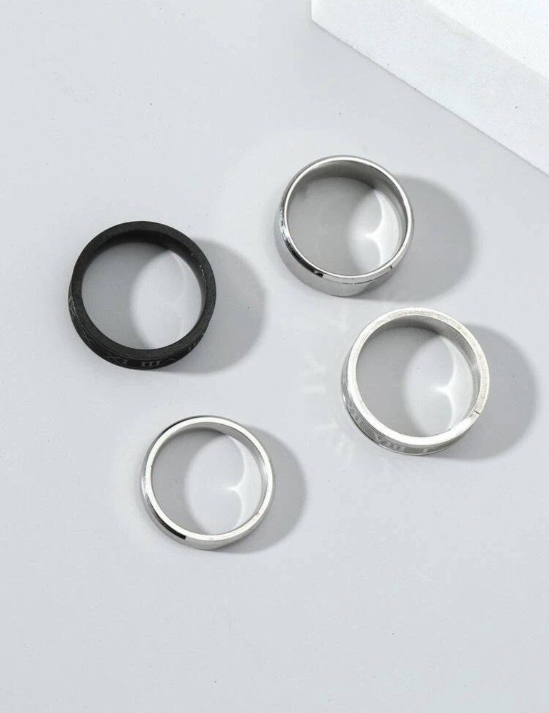 Stainless steel 4pcs men minimalist rings