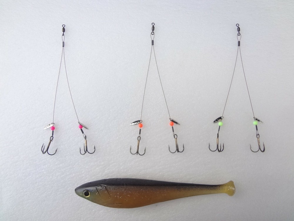(3 PACK) WIRE - ICE FISHING QUICK STRIKE RIG LEADER - WILLOW SPIN - SELECT SIZE