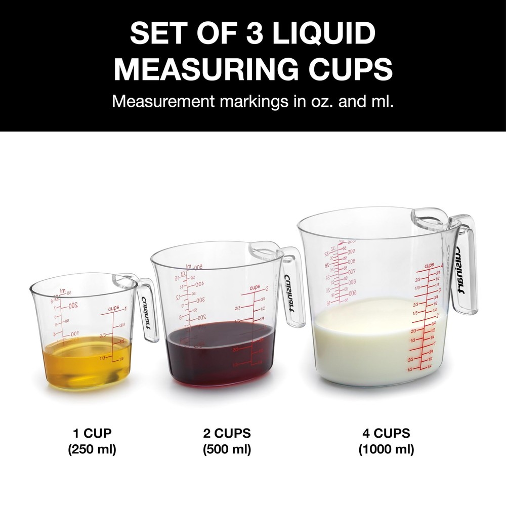 Nesting Liquid Measuring Cups Clear 3-Piece Set Kitchen Measuring Tool Pro