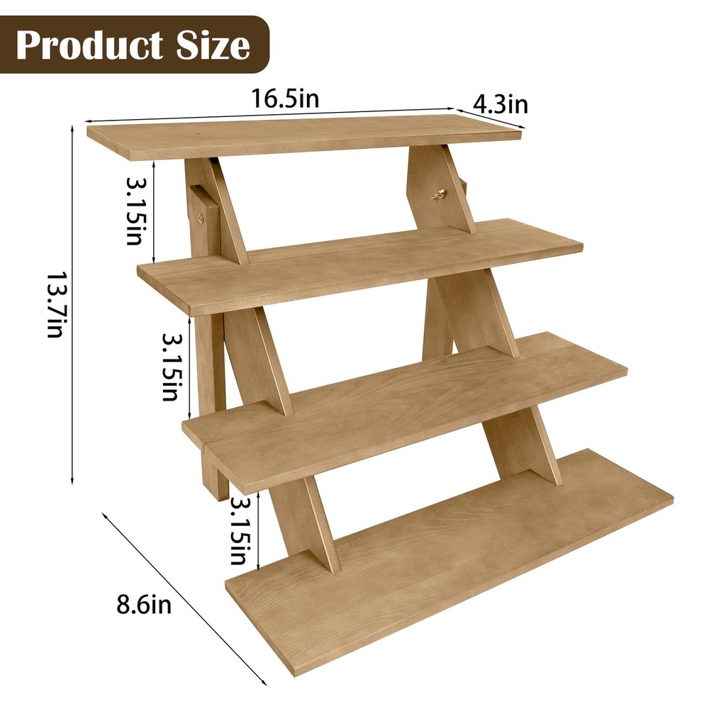 4 Tier Wood Cupcake Display Stand Tool Free Retail Cookie Display Riser,Rusti...