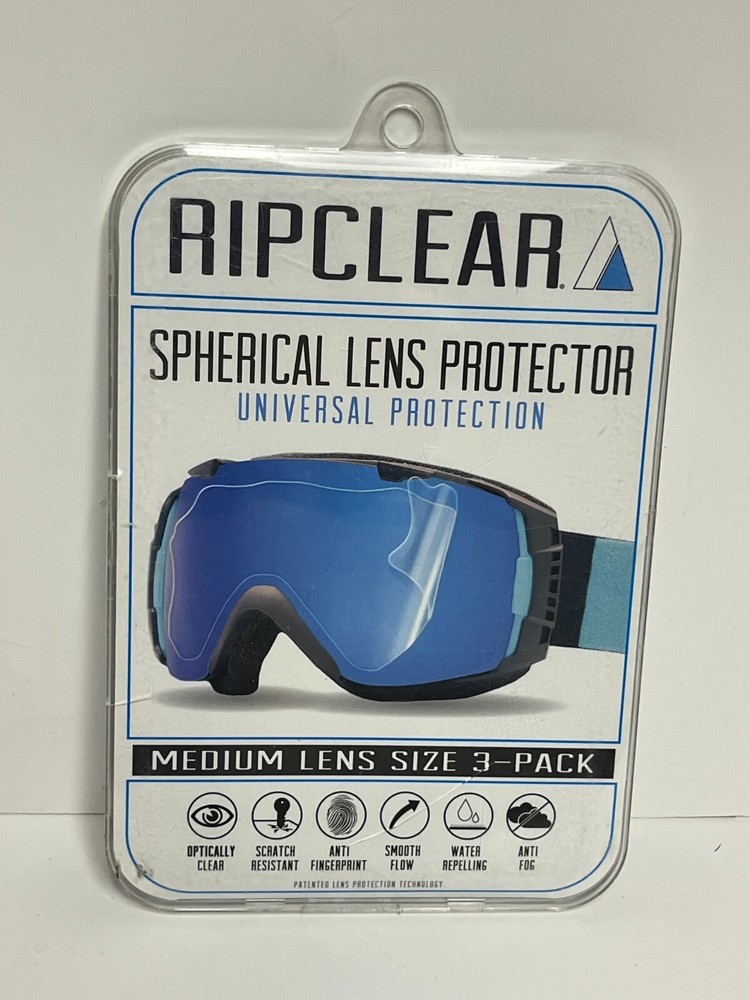 RIPCLEAR Flat Goggle Lens Protector NIB 3-Pack Sz M or L Scratch Resistant