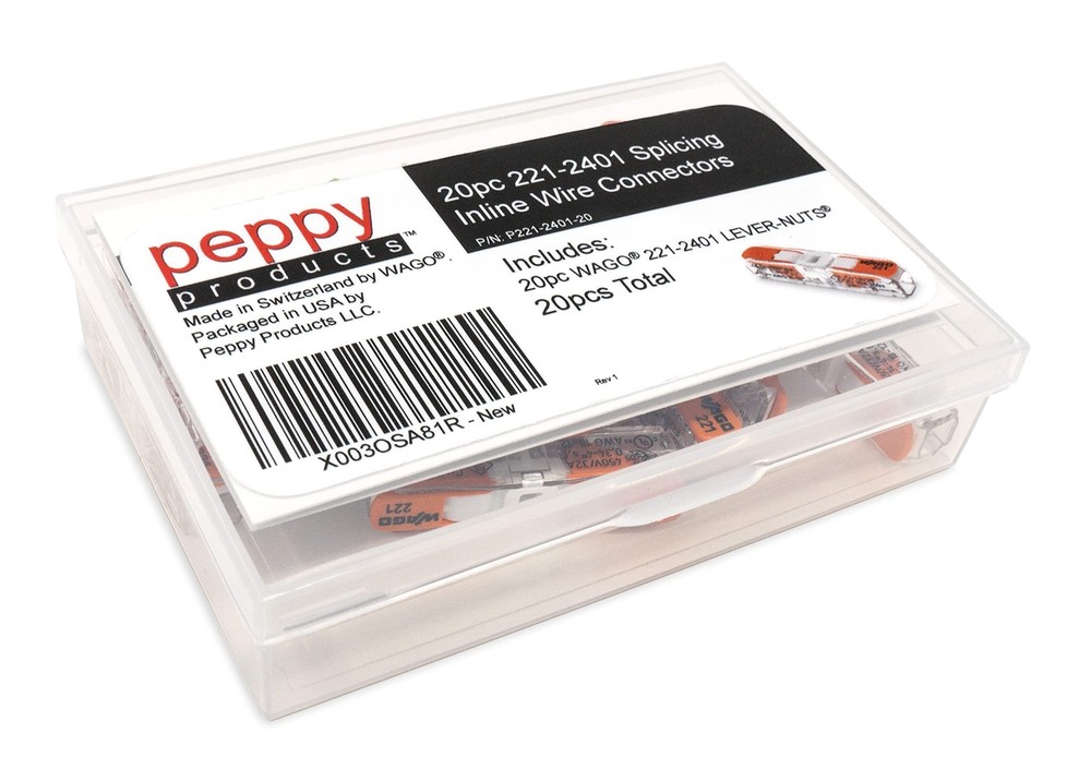 WAGO 221-2401 Lever Nuts Compact Splicing Inline Wire Connectors with Case | ...