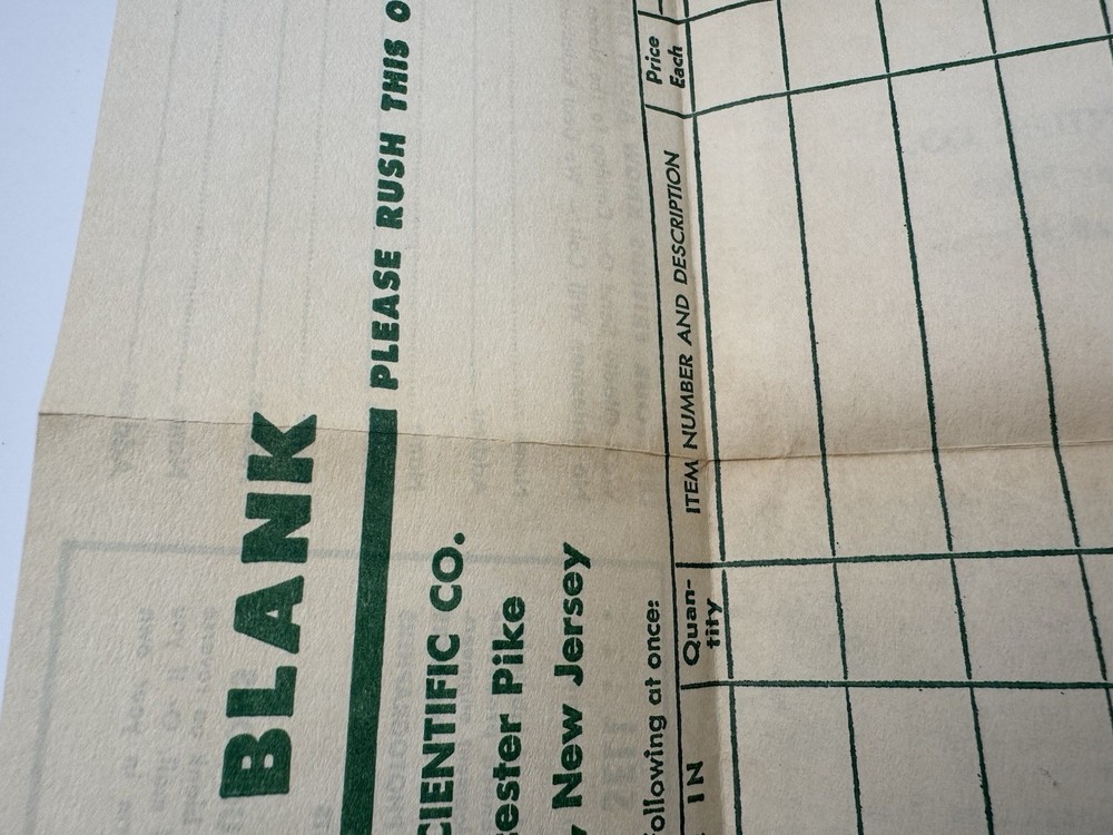 Edmund Scientific Co Order Form Envelope Science Optics Space Math LS 1950s