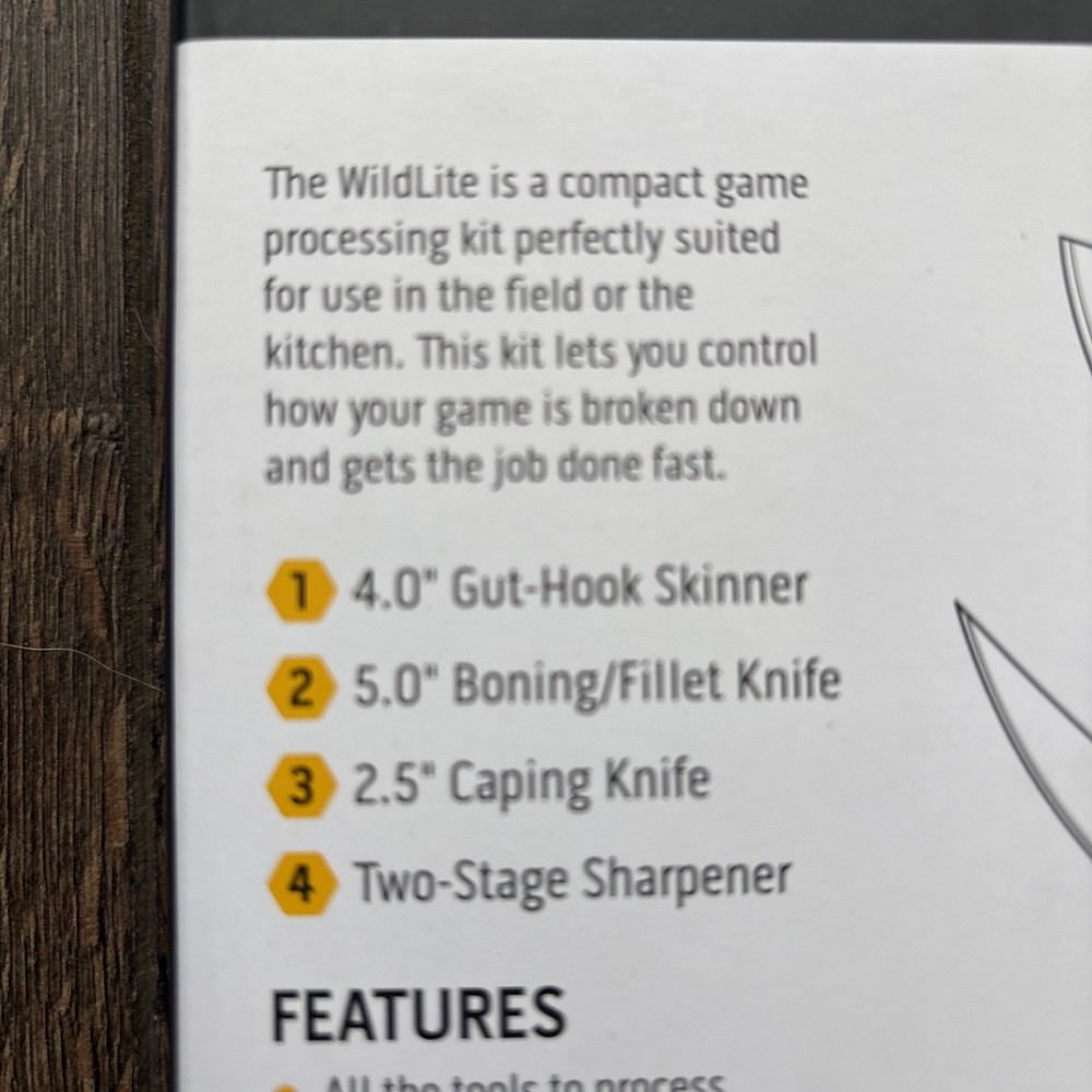 Outdoor Edge Wildlite Game Processing Knives w Roll Pack, 4 Piece Set, NEW