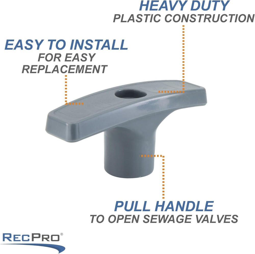 RecPro RV Waste Valve Handle | Replacement for Extension Rod | Gray