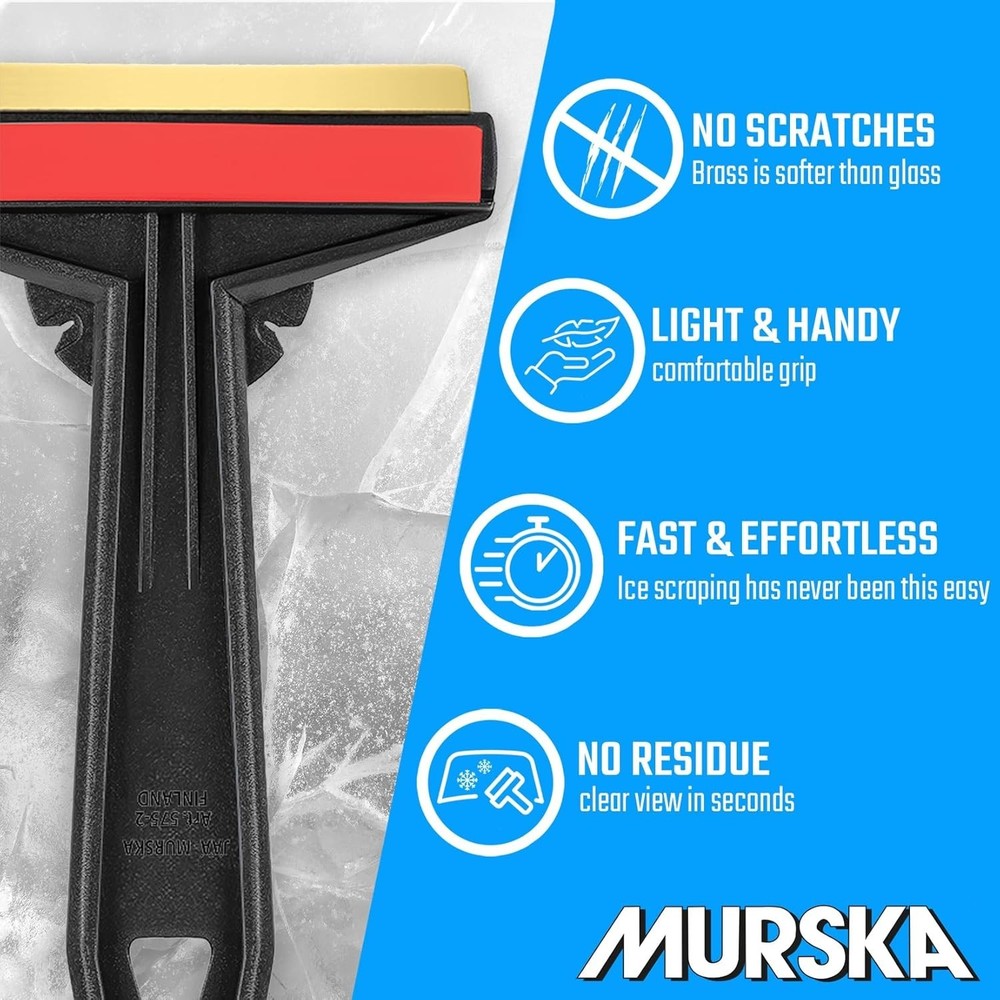 Murska Brass Blade Ice Scraper 2 Pack - Effortless & Scratch-Resistant Tool