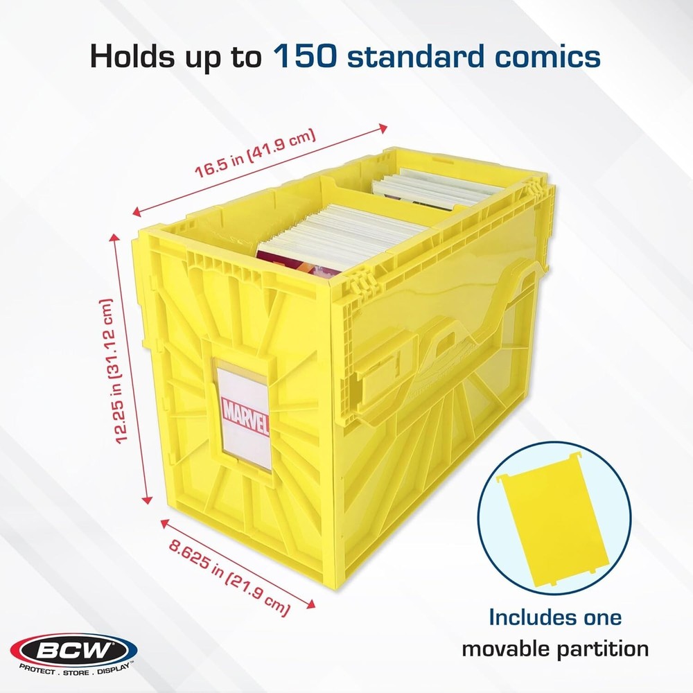 1 BCW Yellow Short Comic Book Bin - Heavy Duty Acid Free Plastic Stackable Box