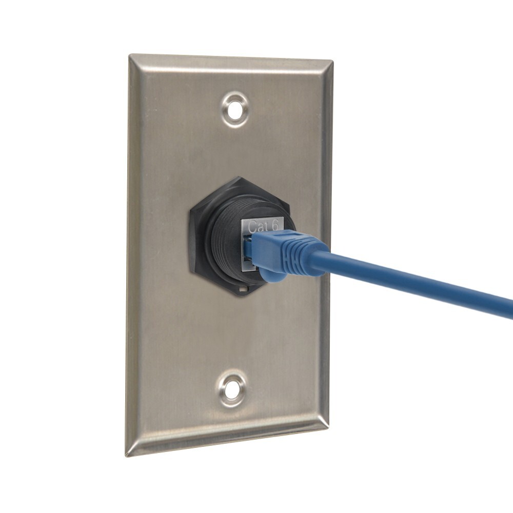 CAT6 RJ45 Shielded Water Resistant Industrial Panel Mount Bulkhead 110 Jack