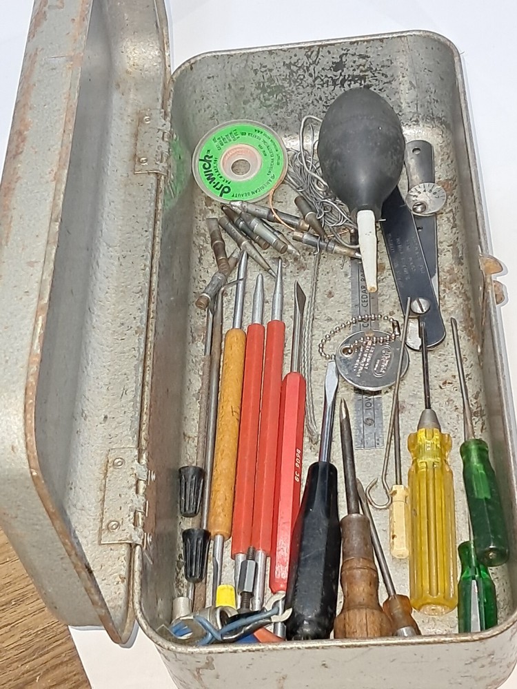 Small Metal Tool Box With Misc. Tools & Parts (s)
