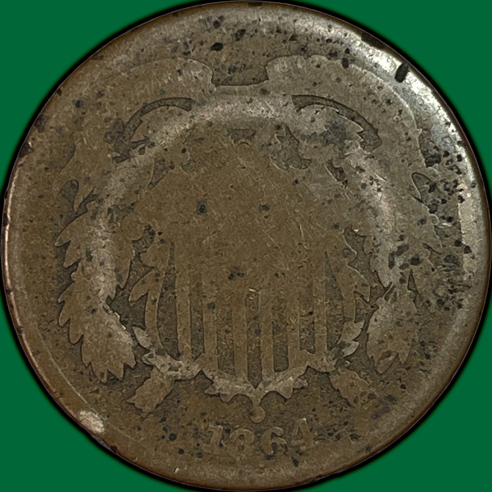 1864 Two Cent Piece Good G Coin, Issues #38344
