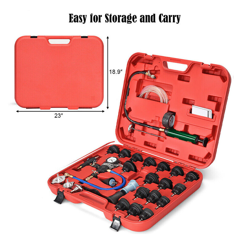 28PCS Universal Radiator Pressure Tester Vacuum Type Cooling System Refill Kit