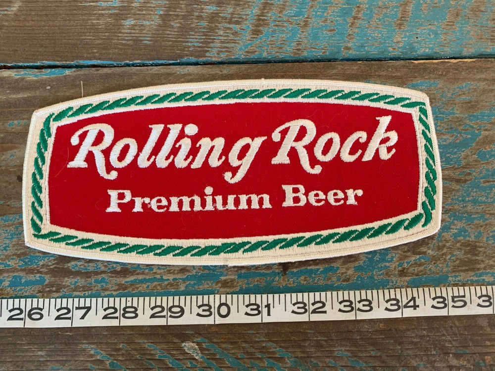 VINTAGE LARGE ROLLING ROCK PREMIUM BEER RACING PATCH