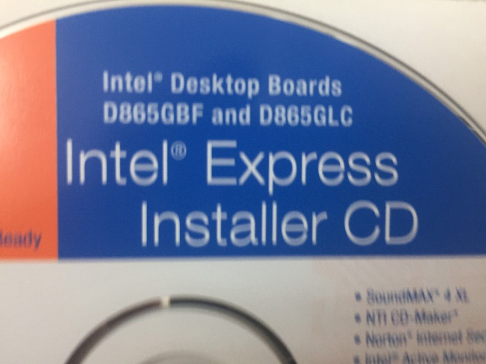 Intel Express Installer Driver and Utilities CD SW D865GBF D865GLC