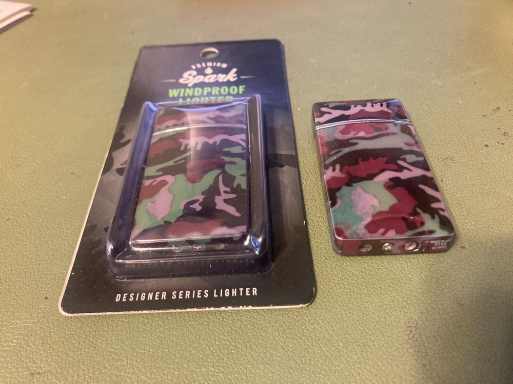 2 Premium Spark Lighter Windproof, New Sealed CAMO