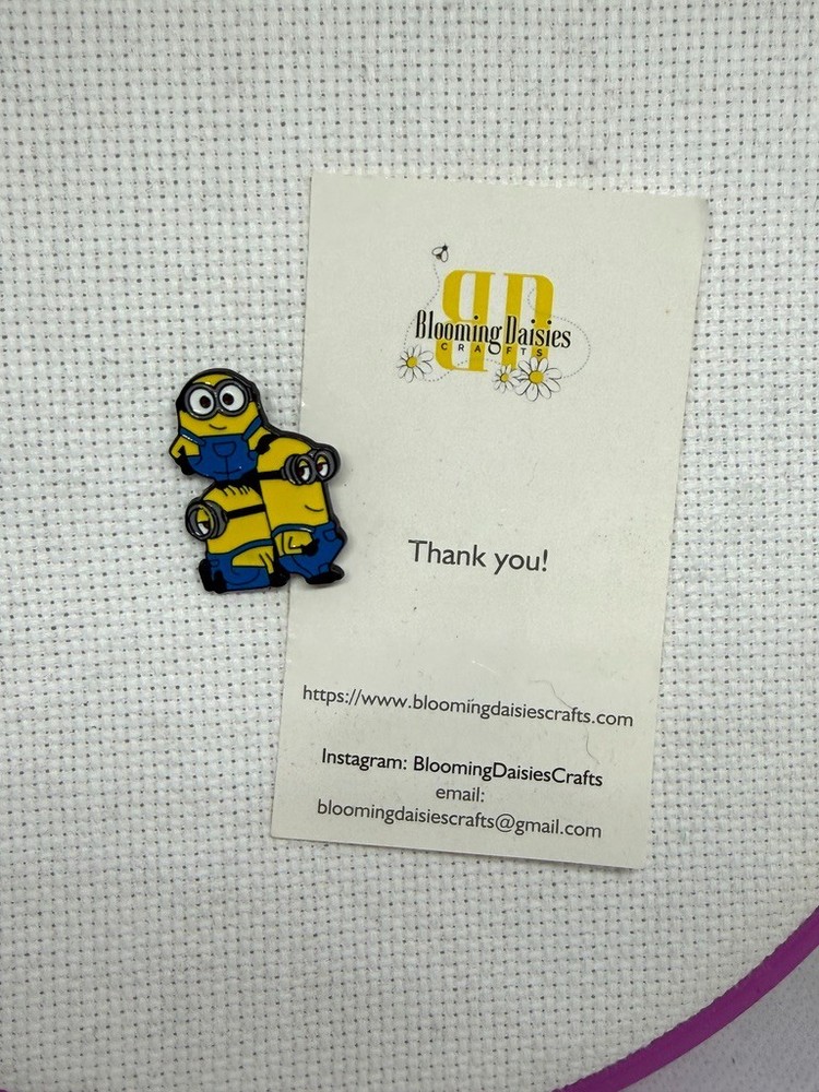 Magnetic Needle Minder Cross Stitch Minion Stack / Fridge Magnet