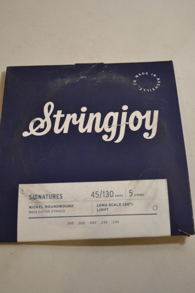StringJoy 5-String Bass Light Gauge 45-130 Long Scale Nickel Roundwound Strings