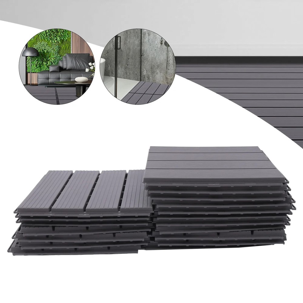Interlocking 12"x12" Plastic Composite Patio Deck Tiles Easy DIY Installation