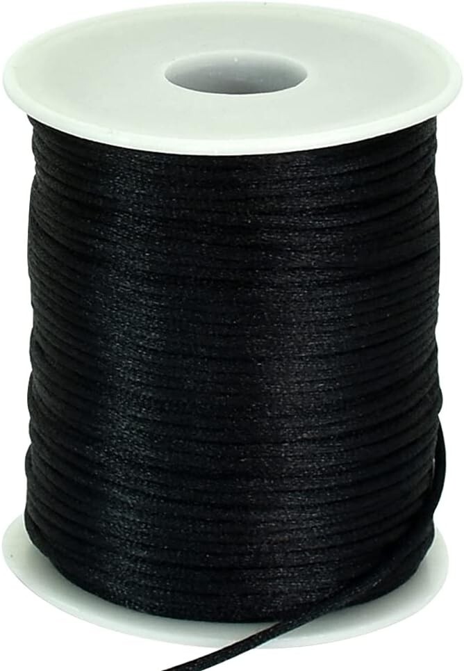 Black Nylon Beading Thread - 2mm Thick, 110 Yards for Multiple Craft Uses