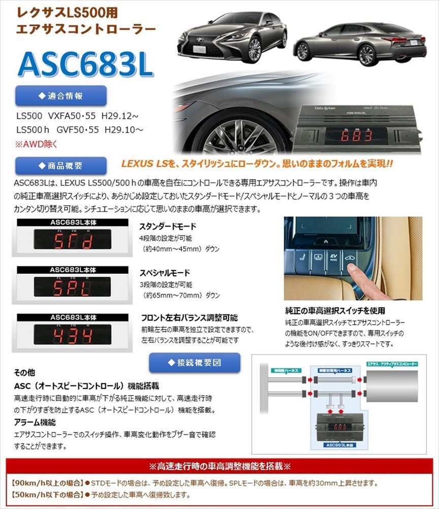 ASC683L Data System Air Suspension Controller with Harness Set for Lexus LS500