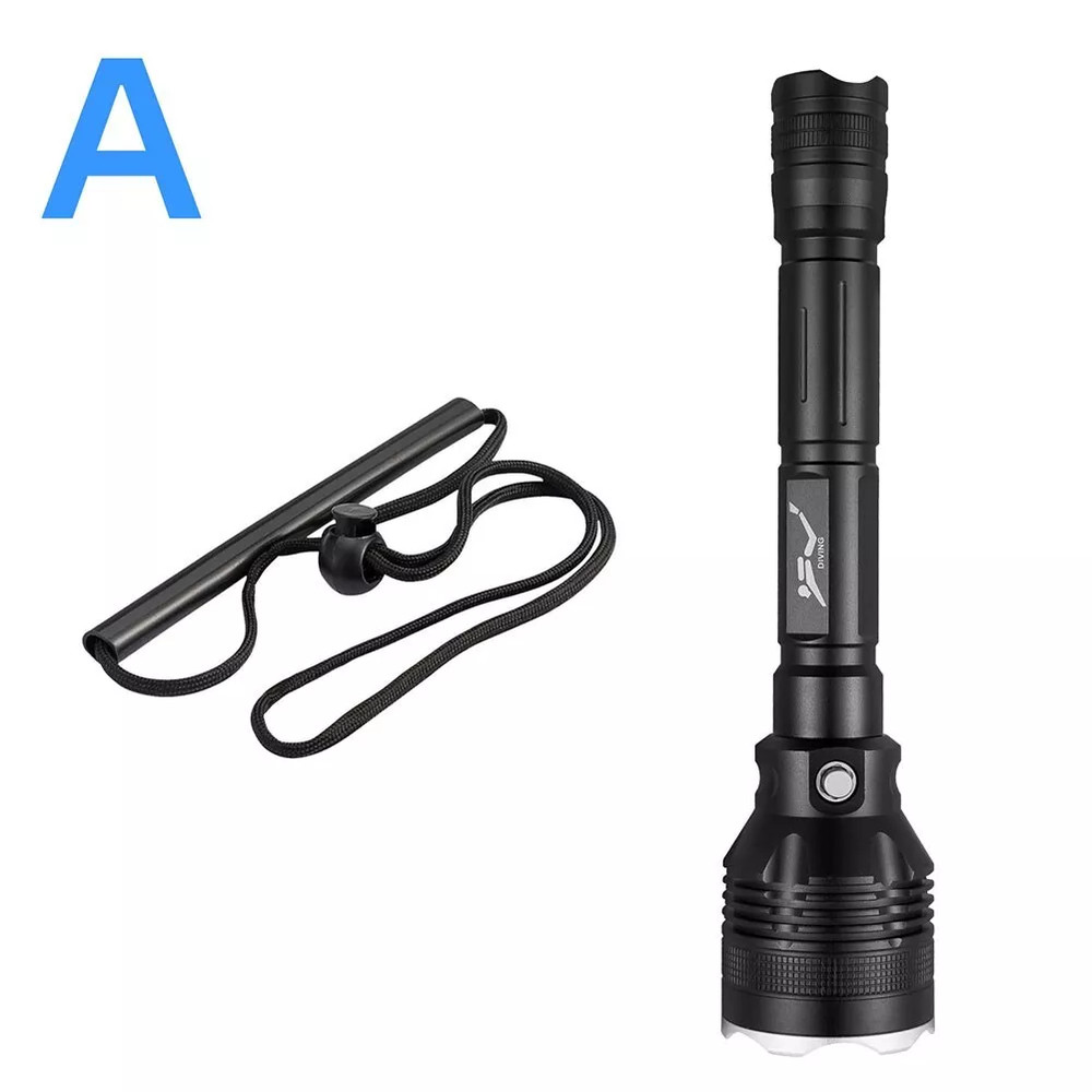 Scuba Diving IPX8 Waterproof Flashlight LED Light 80M Deep Underwater Torch