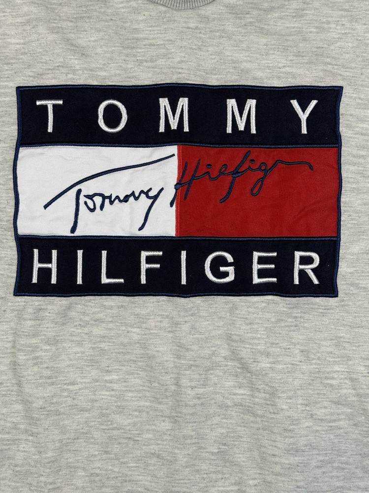 Tommy Hilfiger Grey Retro Embroidered Jumper Medium