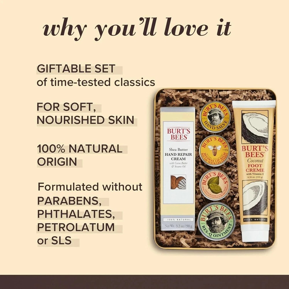 Burt's Bees Classic Gift Tin Set, 6 Items