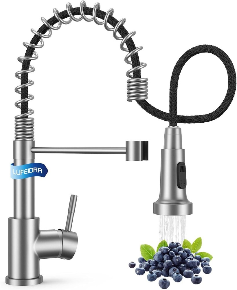 Kitchen Faucet W/ Pull Down Sprayer High Arc Single Handle Stainless Steel