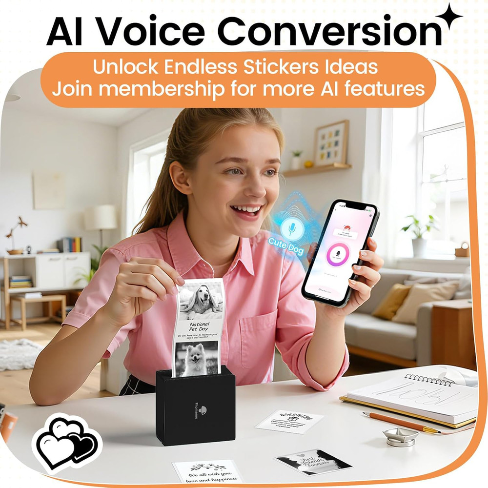 Mini Sticker Printer- Mini Printer Sticker Maker Machine M02, Print Pods Suitabl